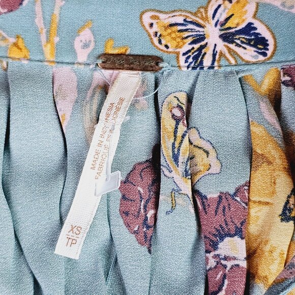 Free People Pebble Crepe Tunic Flowy Oversize Hippie Boho Floral Top, Size XS - Picture 12 of 12